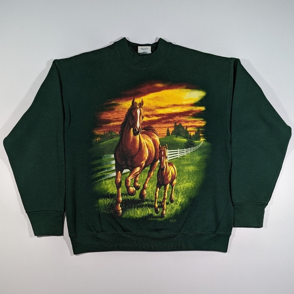 Vintage Other - Vintage 90s Horses Sz Large Wild Gear Crewneck Sweatshirt